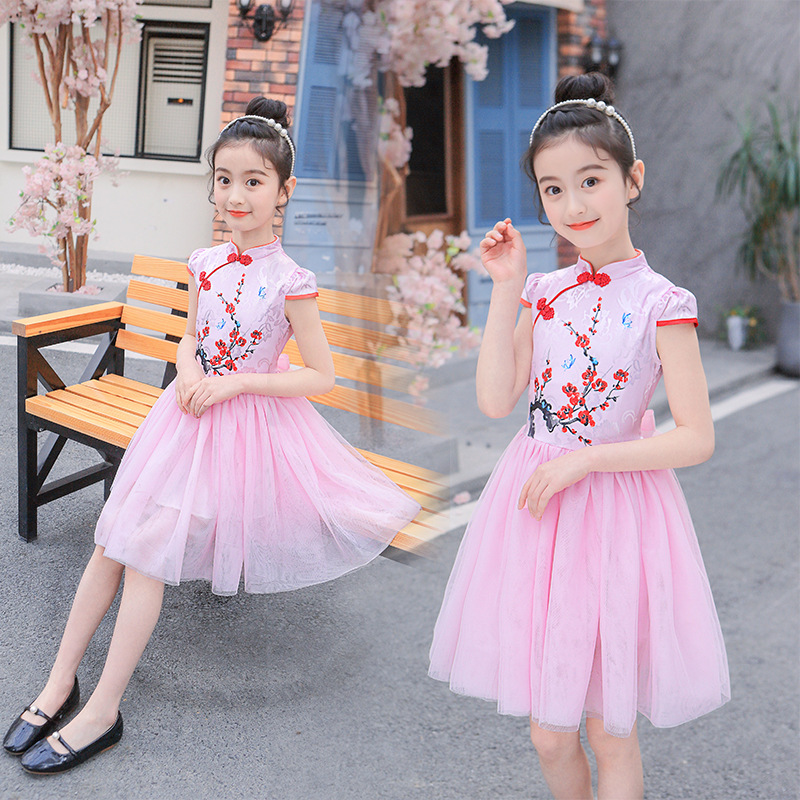 2019 children 61 costume Nation Chinese style Jubilation Costume girl princess David Yarn skirt Dance skirt