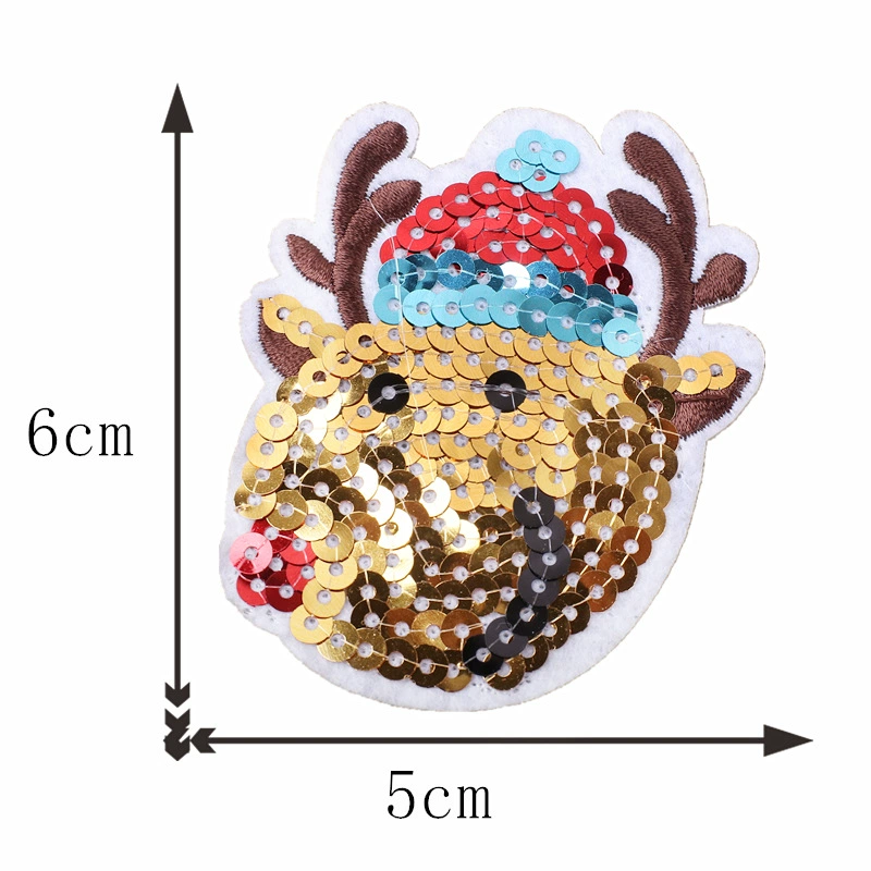 Hot-selling Christmas series embroidered fabric patch cartoon Christmas reindeer snowflake patch shiny embroidery badge wholesale iron-on