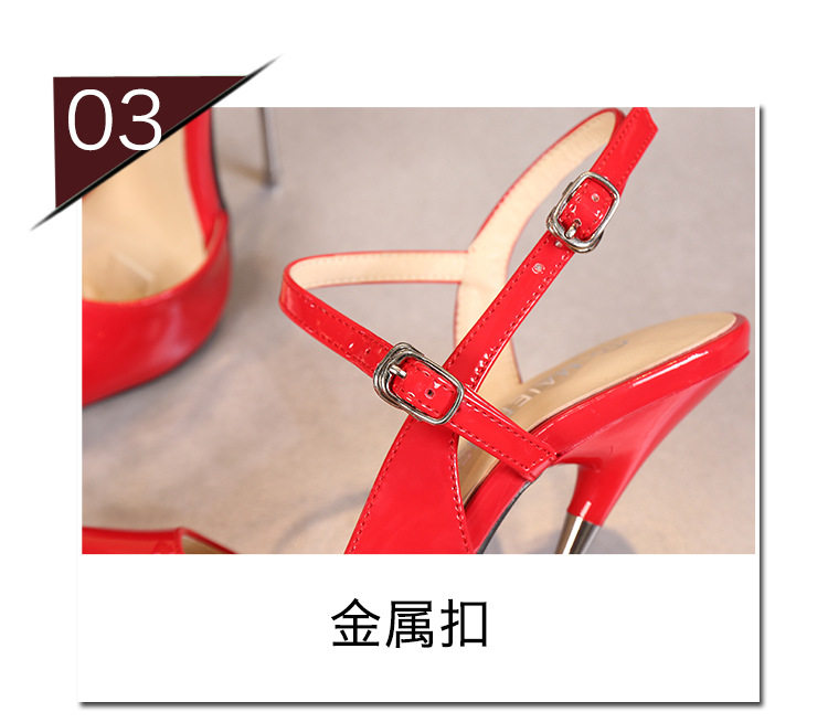 Giày cao gót nữ mũi nhọn gót 16 cm phong cách Âu Mỹ — Màu bạc, Màu Đỏ đào, Màu đen, Màu đỏ chi tiết 9
