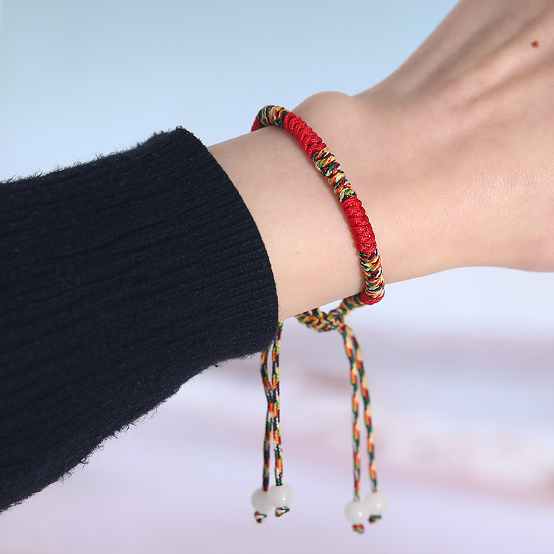 Title 6, Vintage Minimalist Ethnic Lucky Red Rope Bracel...