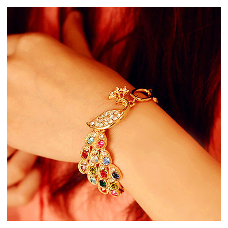 Colorful Peacock Bracelet Shining Diamond Phoenix Bracelet