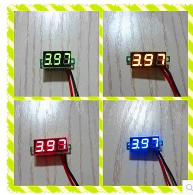 0.28寸超小数字直流电压表头 数显 可调 三线DC0-100V 电瓶电压表