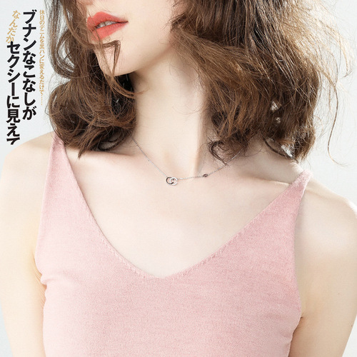 V-neck small camisole women's vest spring and summer versatile slim fit knitted bottoming sexy top short style outer wear