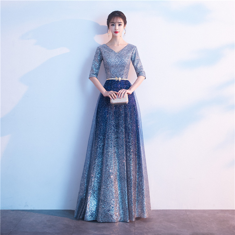 blue square neck dress Embroidered Cindy Puff Sleeve Tiered rouching Color:Electric Blue