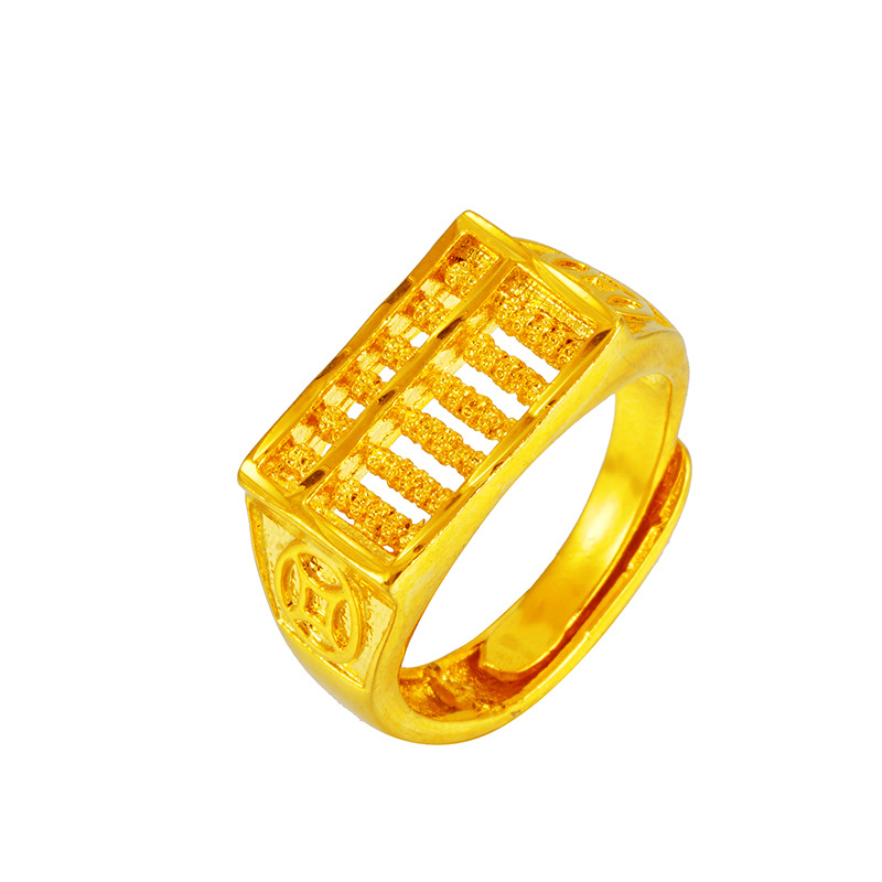 Simple de cobre chapado en oro de arena de oro abierto Ábaco hombres y mujeres anillo al por mayor transfronterizo caliente suministro anillo de oro de imitación