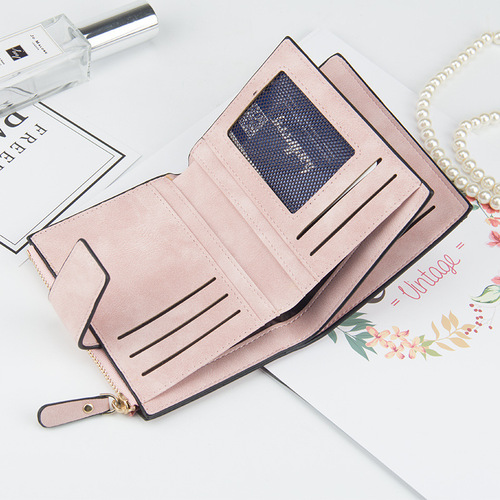 baellerry wallet women's short Korean style buckle multi-card slot wallet fashion zipper tri-fold ticket holder wholesale