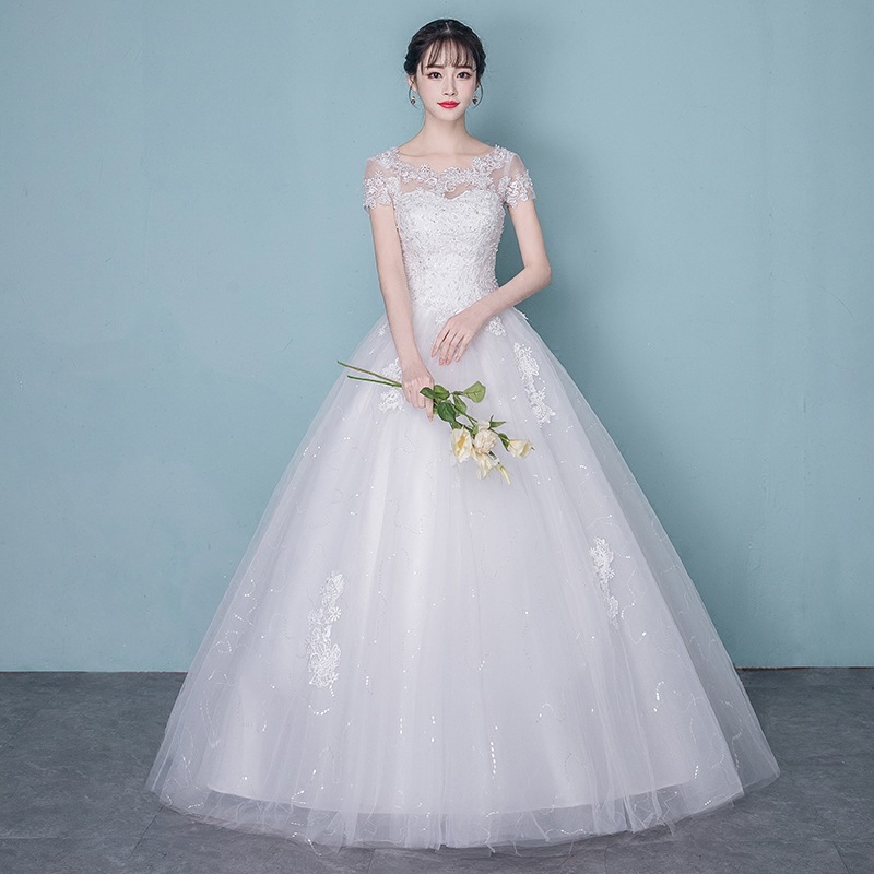 Wedding dress 2023 new white one-line sh...