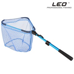 28109 LEO/LEO [Blue Triangular Net 2 Sections Retractable] Telescopic Aluminum Alloy Fly Fishing Net