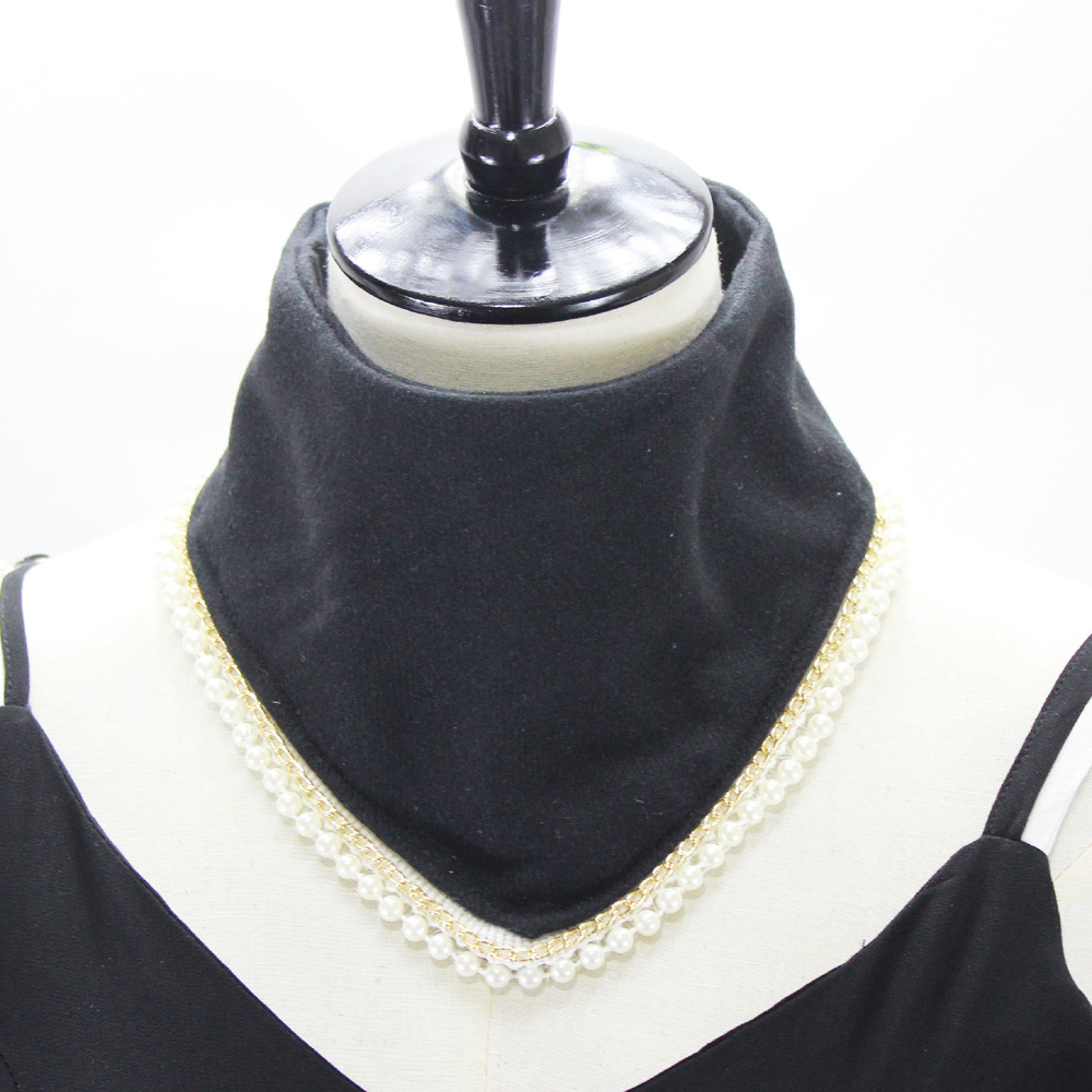 跨境  三角围脖珍珠链条装饰假领子高领装饰领 亚马逊热销|ms