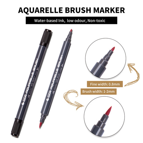 Sta 3110 Water-Based Marker Pen, Dual-Headed Soft-Tip Watercolor Pigment Pen, Ink-Wash Brush for Hand-Painting—Wholesale
