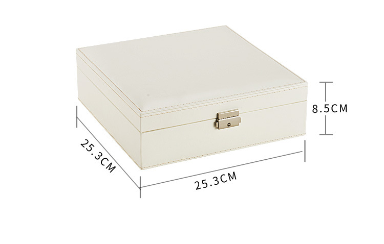 Fashion Square Solid Color Pu Leather Metal Jewelry Boxes display picture 1