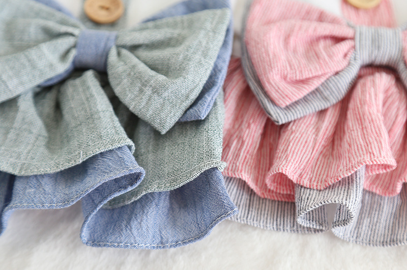 棉纱双色木扣裙