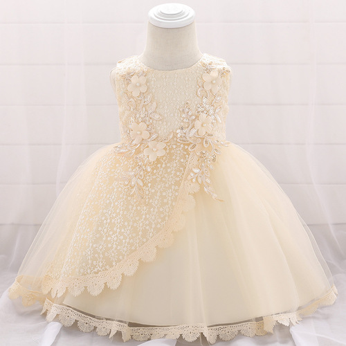 2024 Cross-border Baby Dress Lace Baby Wedding Dress Full Sky Star Embroidery Rhinestone Princess Dress 