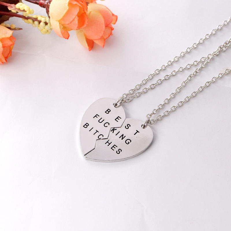 Love Drop Oil Alphabet Necklace Clavicle Chain Love Splicing Good Friend Necklace Wholesale Nihaojewelry display picture 3