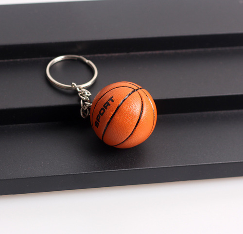 Sports keychain basketball volleyball football PU leather simulation ball pendant fan supplies creative small gifts