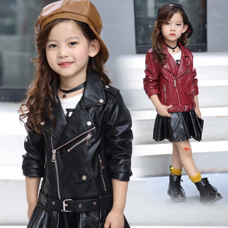 Fashion Solid Color Pu Girls Outerwear display picture 1