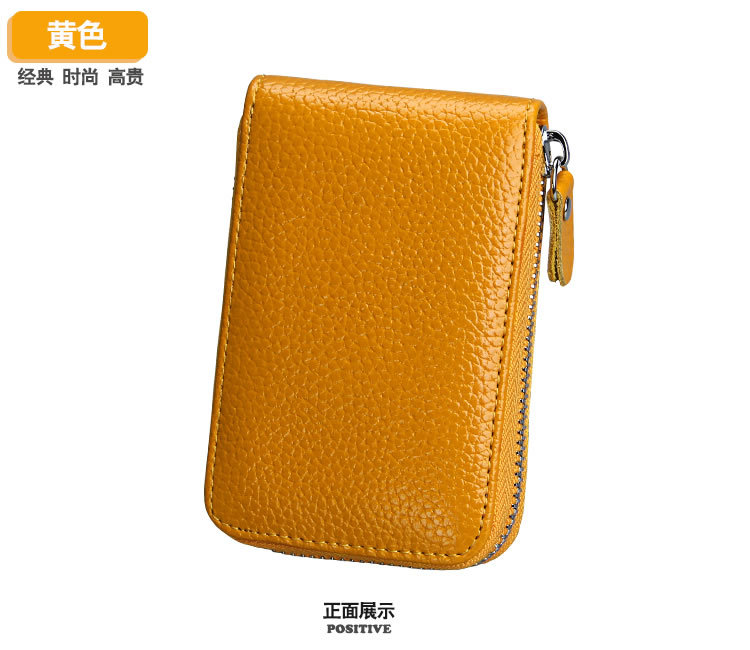 60g Weight Zipper Closure Type Business Occasion Genuine leather Material Solid Color Pattern Unisex Gender Coffee, Royal Blue, Orange, Dark Blue, Pink, Purple, Red, Green, Yellow, Black Color Unisex Solid Color Genuine Leather Coffee Royal Blue Orange Zipper Card Holders 15
