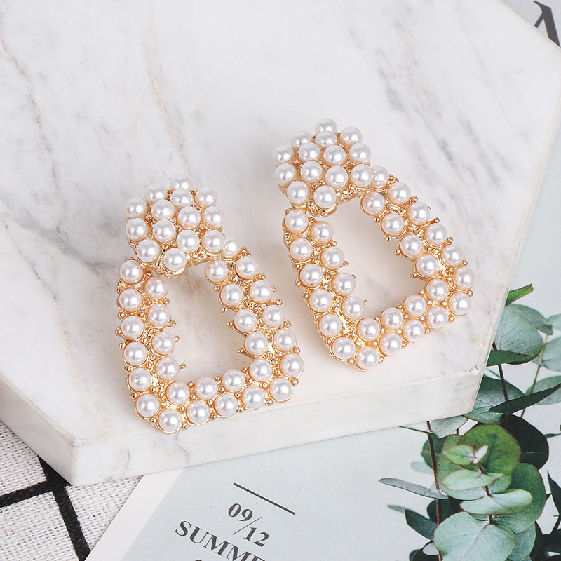 Geometric Earrings Pearl Alloy Diamond Earrings display picture 15