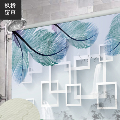 批发防水卷帘办公室窗帘卫生间浴室厨房遮阳窗帘定制图案手拉卷帘