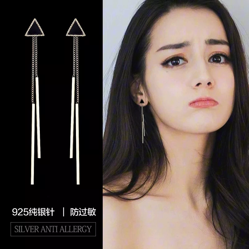 Fashionable long earrings with tassels