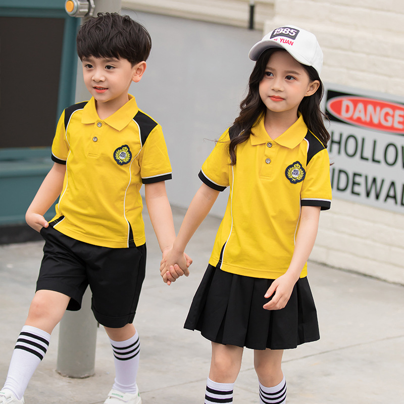 新款纯棉夏季幼儿园园服中小学生夏装校服班服儿童运动套装直销|ru