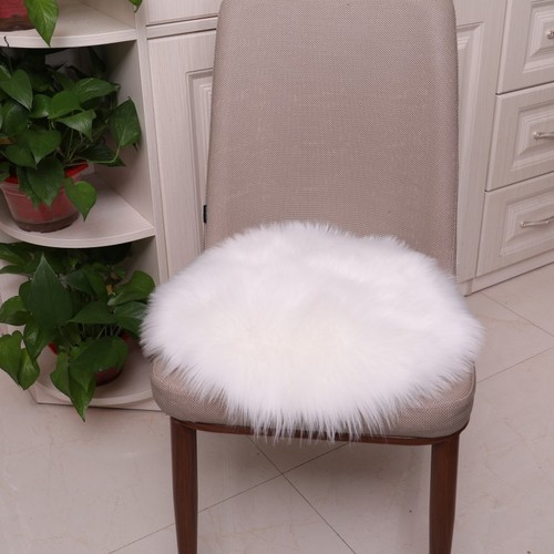 Ins Round Wool-like Cushion, Plush Rug, Long Fur Cushion for Sofa Chairs, Cute Girl Cushion