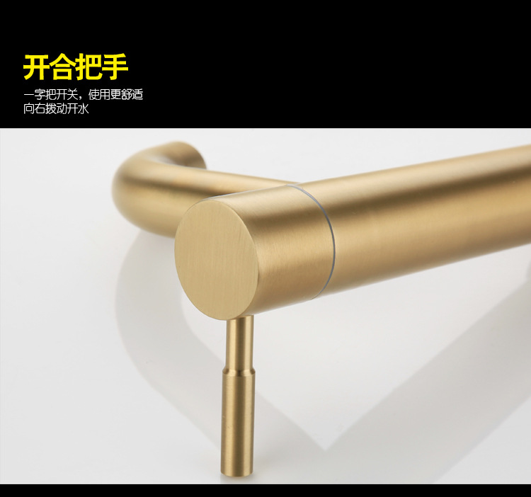 sus304 brushed gold single cold washbasin faucet, stainless steel bathroom countertop faucet, 4-inch interface pvd art undefined