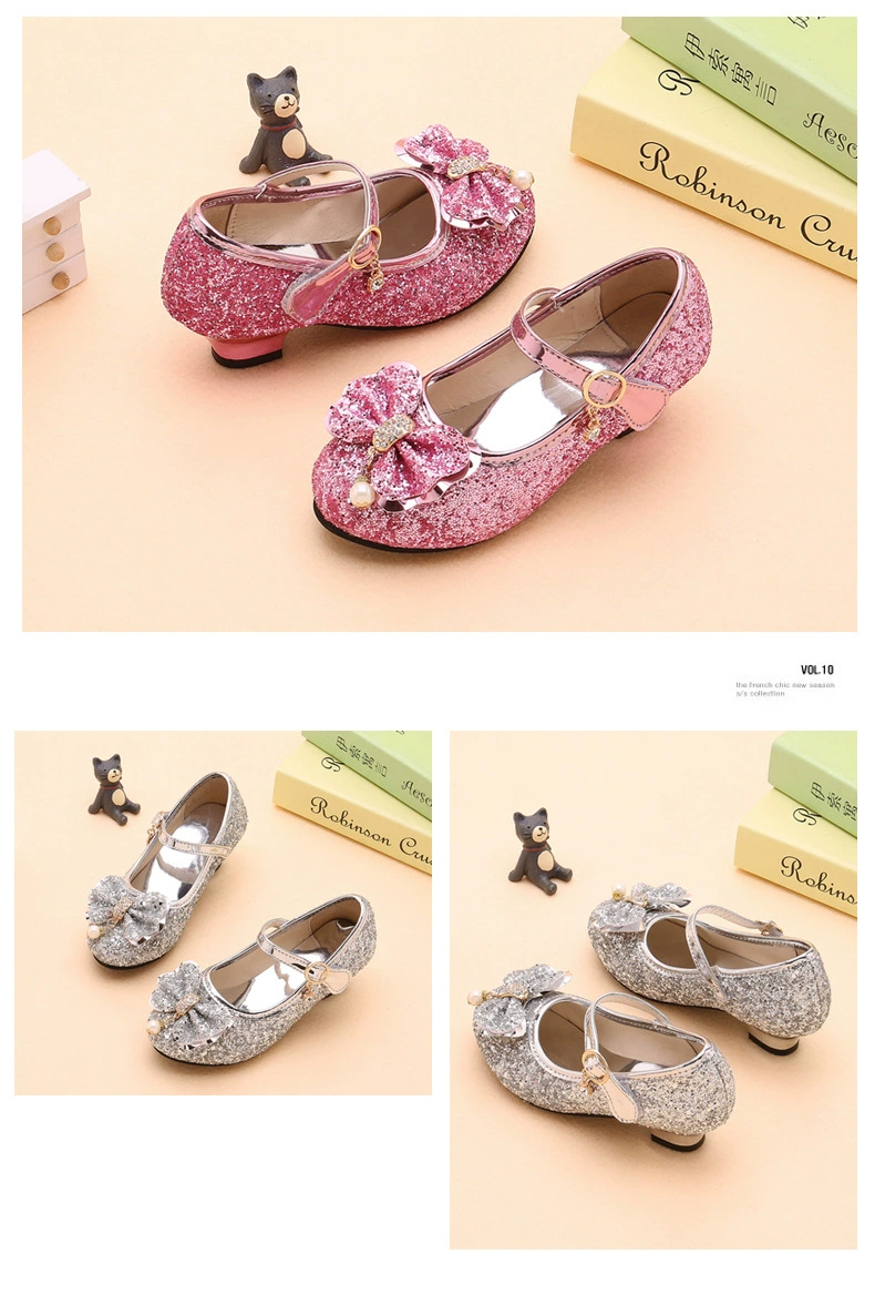 Kids Leather Shoes Girls Wedding Dress Shoes Children Elsa Princess Bowtie Dance Shoes For Girls Casual Shoes Flat Sandals extra wide children's shoes