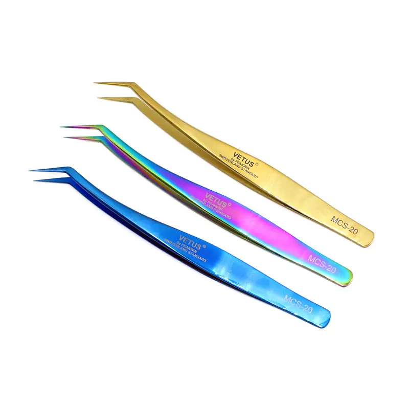 VETUS新款加长头霸王镊炫彩金羽夹 一秒开花嫁接假睫毛 MCS20系列