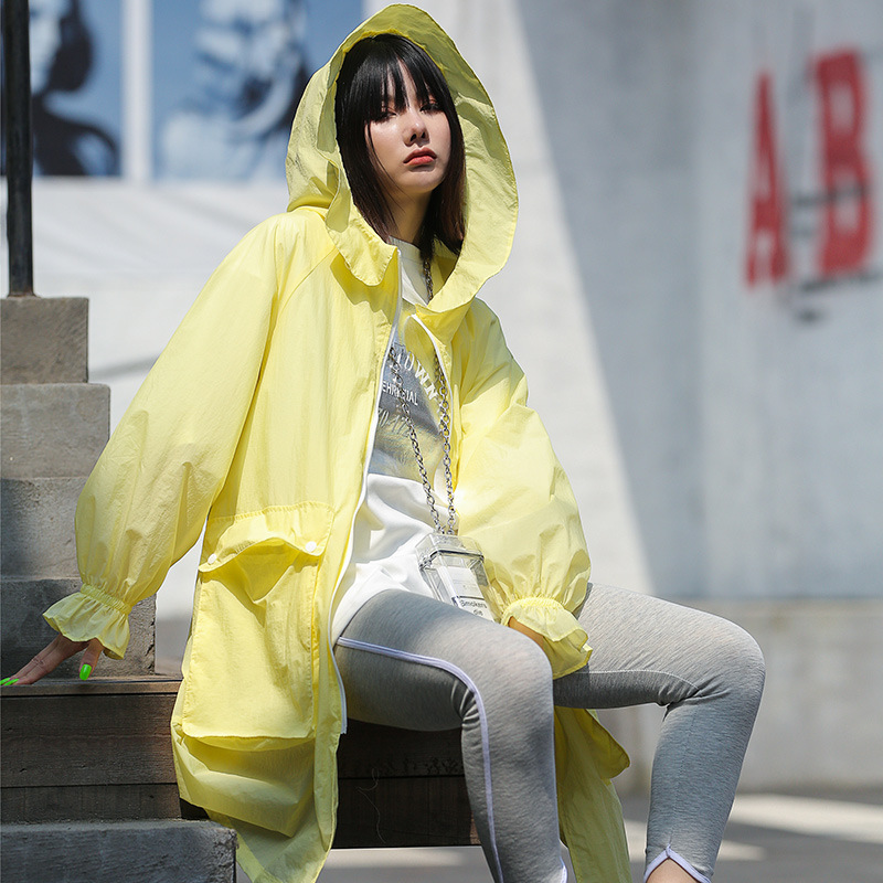 2020春夏季韓版女裝中長款連帽防曬衣女式外套戶外旅行大碼皮膚衣