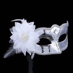 Halloween mask, Venice princess, holding a side-floral mask, costume party stage performance, plastic mask