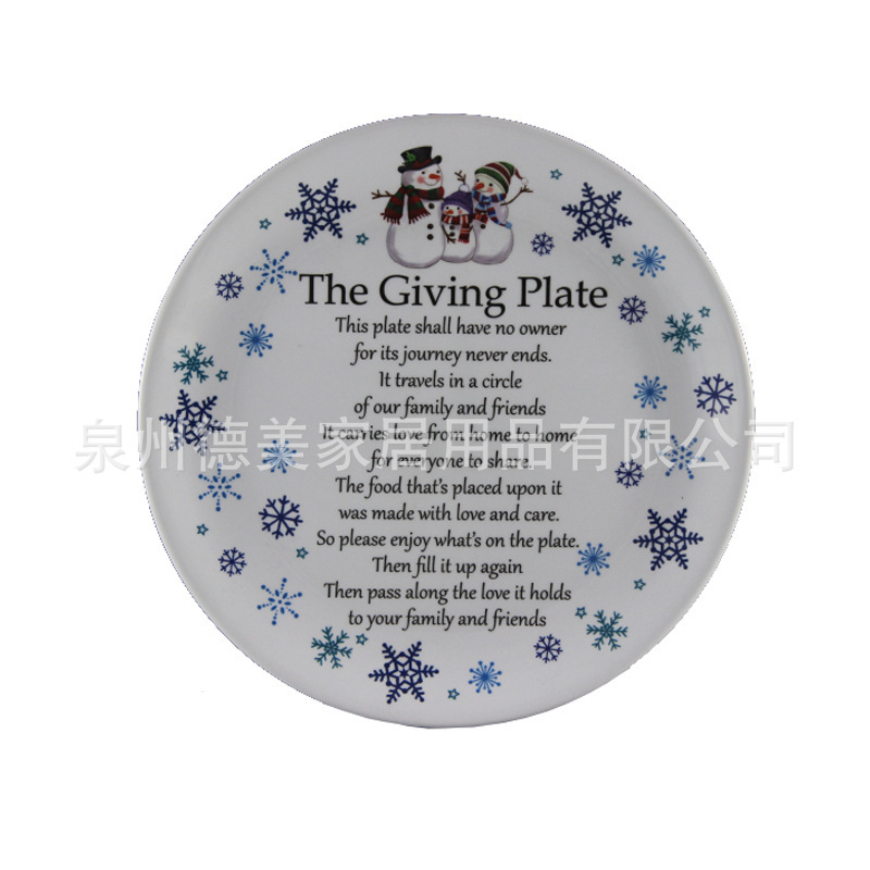 Factory Direct Sales 12” Melamine Melamine Christmas Disc Melamine Fruit Plate Snowman Plate
