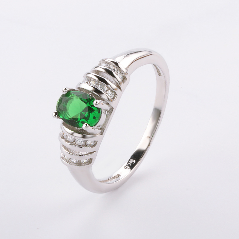 Retro stone inlay emerald with zircon