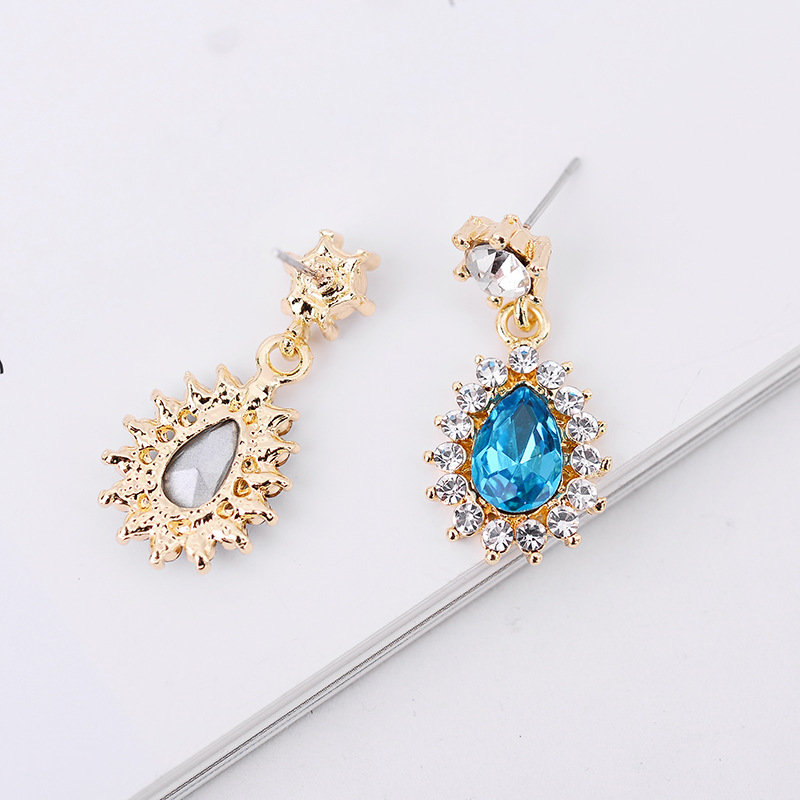 5g Weight Artificial Gemstones Inlay Material 1 Pair Lady Flower Alloy Inlay Artificial Gemstones Women's Drop Earrings
