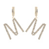 Trend fashionable earrings with letters, diamond encrusted, European style