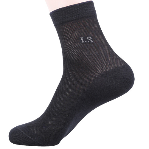 New Langsha socks men's pure cotton summer men's socks ultra-thin cotton sweat-absorbent breathable mid-barrel mesh socks