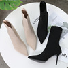 European and American tiktok socks， knitted boots， thin boots and short boots， ladies’ heels， single shoes， pointed boot