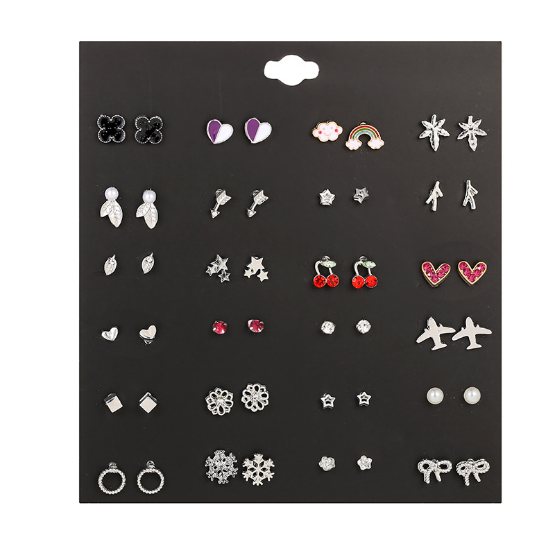 Heart Pattern Women'S Gender New 24 Pairs Of Simple Wild Sweet Earrings