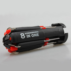 汽車用品八合一螺絲刀帶LED 手電筒車用多用螺絲刀多功能戶外工具