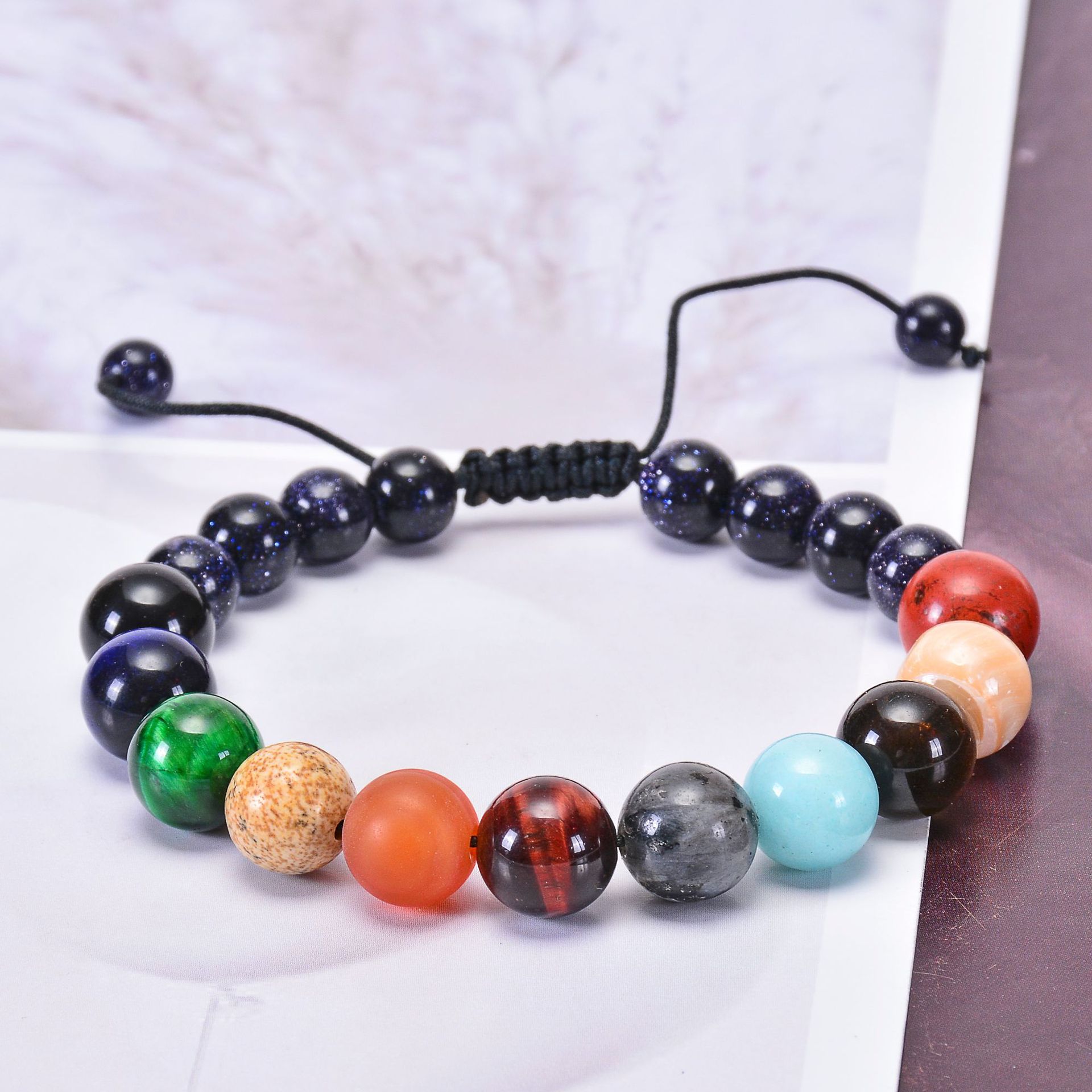 Planet Pattern Men's Gender Fashion Planet Natural Stone Men's Bracelets Men Beaded Bracelets
