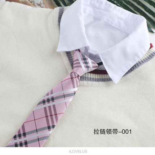 Short JK Japanese college style children's tie polyester zipper knot-free lazy tie women 6cm wholesale