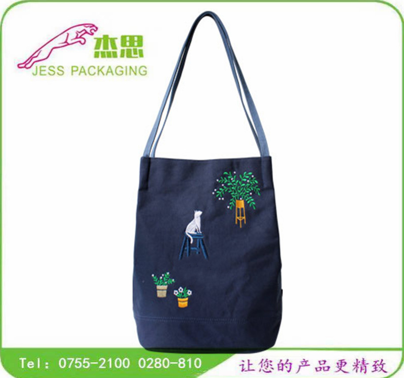 设计新款牛仔刺绣文艺手提包 休闲斜挎单肩包量大从优