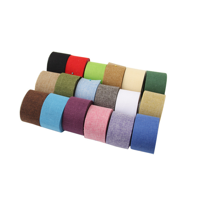 Cinta de lino de imitación DIY decoración de la boda 5CM color poliéster rollo de lino decoración del partido ventas directas de la fábrica