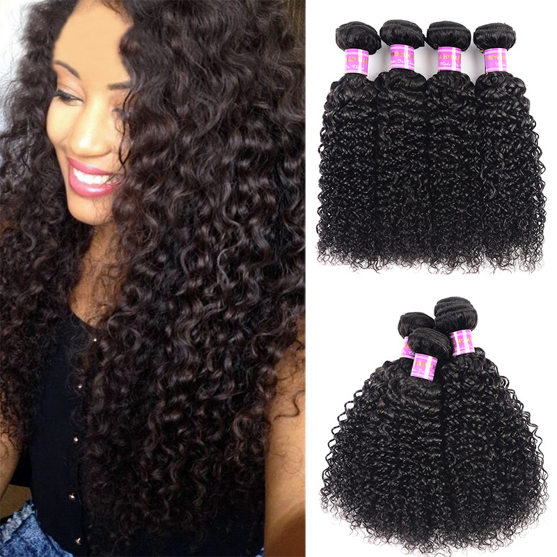 Malaysian Human Hair Natural Color Real Person Wig Curtain Kinky Curly Weave