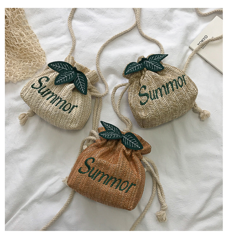 Women's Small Straw Letter Vacation String Straw Bag display picture 45