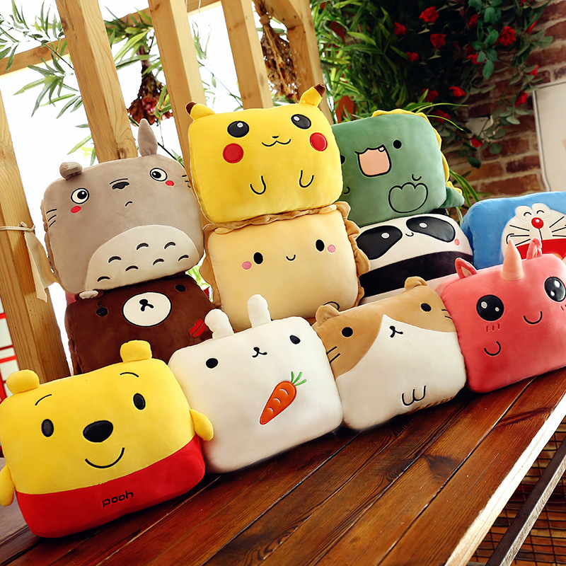 創意款長方形卡通手暖毛絨玩具女生表情抱枕公司活動實用禮品定制