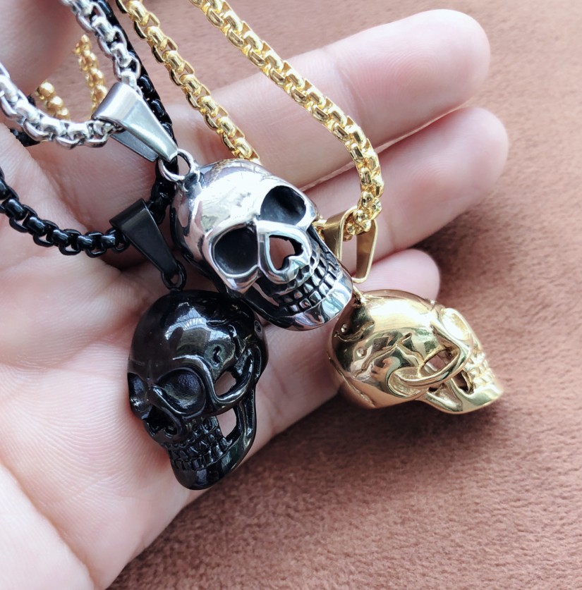 Alloy Material Halloween Festival Punk Cool Style Skull Alloy Polishing Plating Halloween Men'S Pendant Necklace Long Necklace