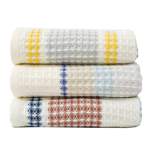 Baise Qianyi Factory Color Woven Honeycomb Towel Wholesale Soft and Breathable Combed Cotton Parent and Child Towel Face Towel