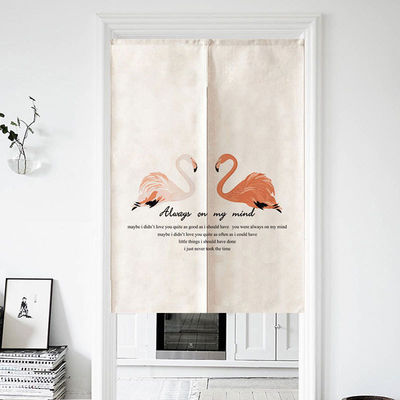 Nordic Simple Door Curtain Partition Curtain Living Room Modern Simple Decorative Cotton Linen Cloth Curtain for Bedroom and Kitchen