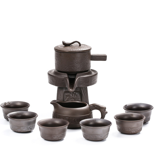 Shilairun semi-automatic Kung Fu tea set set purple sand ceramic household lazy stone grinding tea making creative anti-scalding